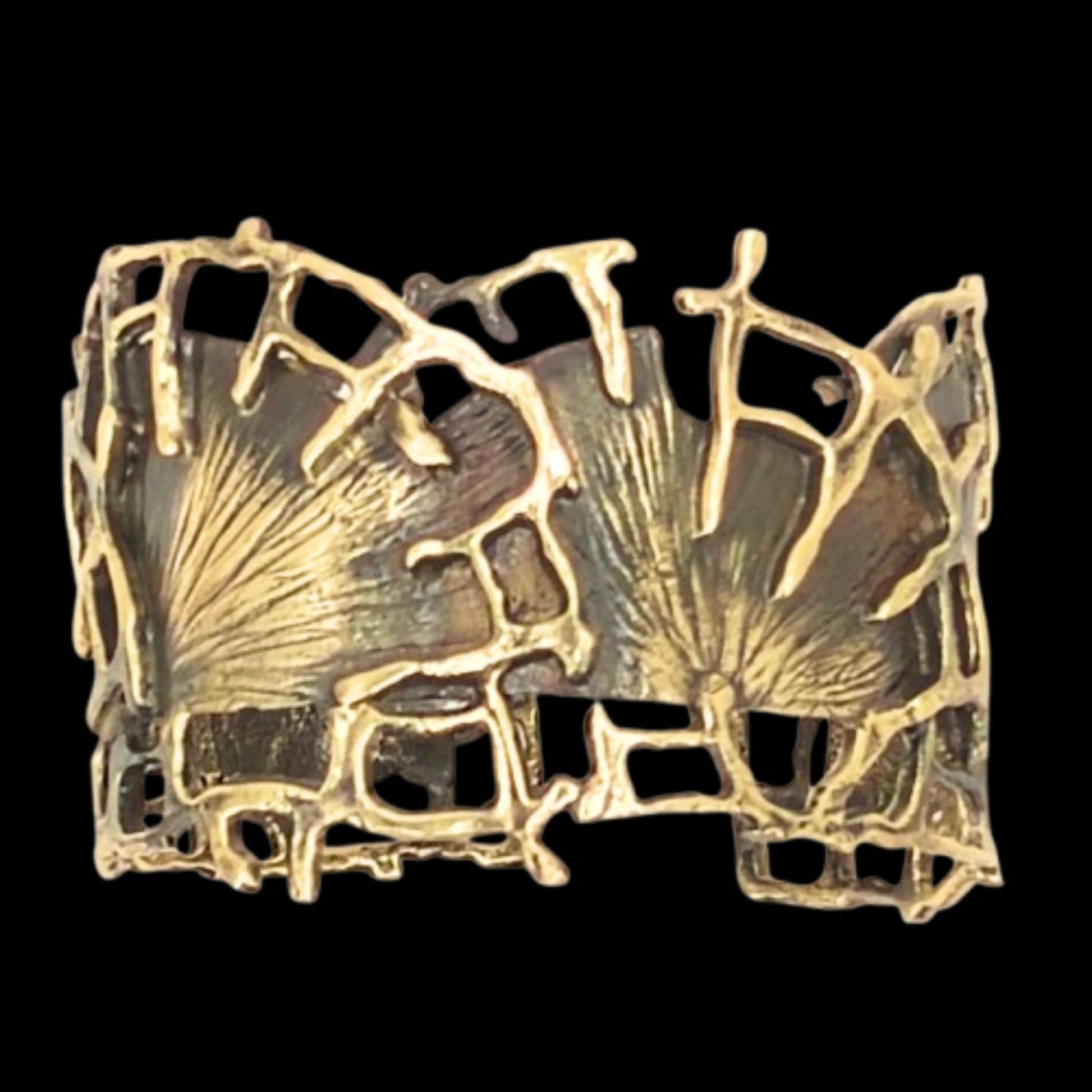 brazalete bronce dorado exclusivo escultura joyeria osnor zamak