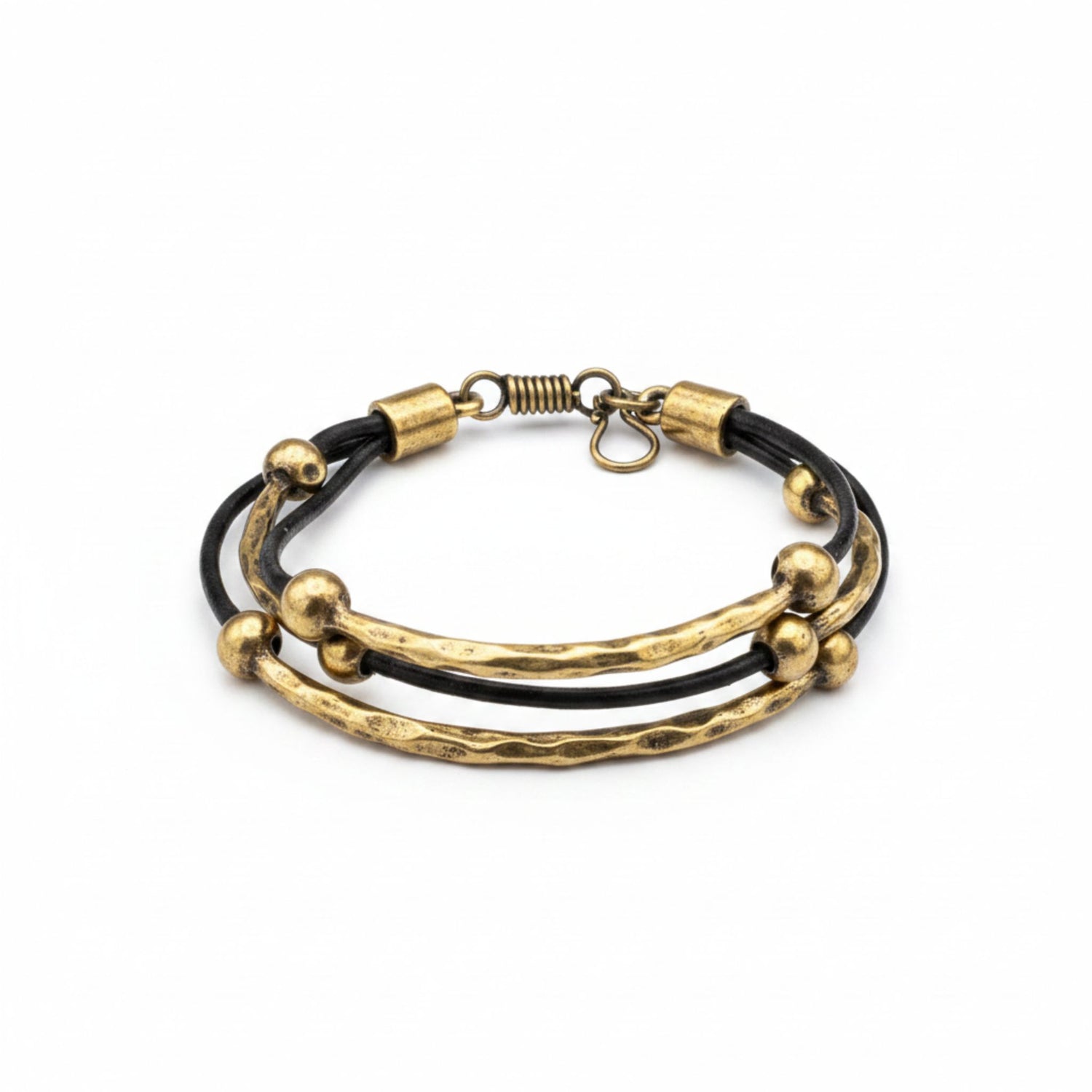 pulsera bicolor bronce y piel diseño exclusivo joyeria osnor zamak