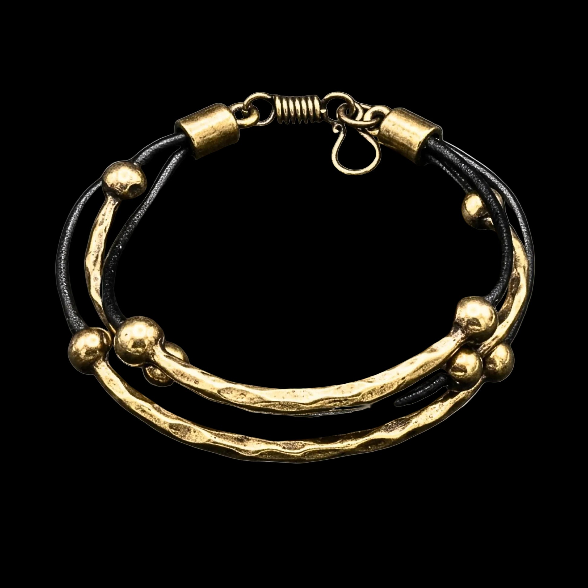 pulsera bicolor bronce y piel diseño exclusivo joyeria osnor zamak
