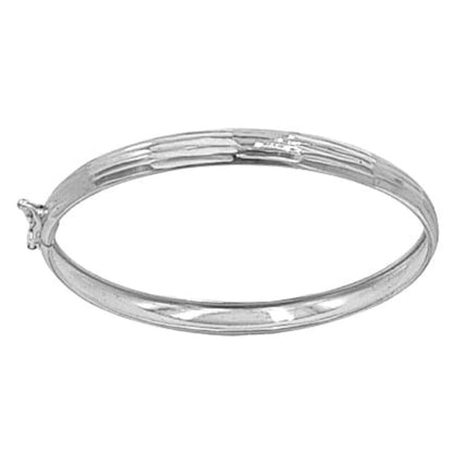 Pulsera Brazalete Media Caña Labrada y Brillante en Plata de Ley. Joyeria Osnor