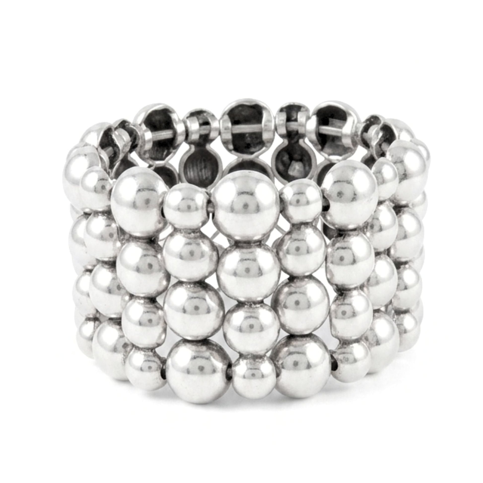 Pulsera brazalete de zamak unisex elastica plateada diseño joyería osnor moda moderno elegante sport casual 