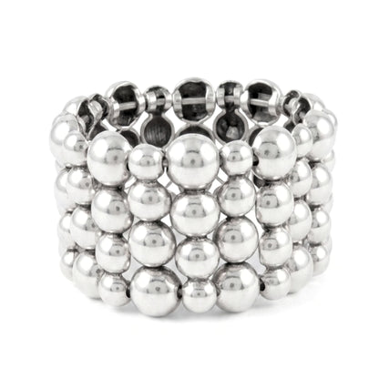Pulsera brazalete de zamak unisex elastica plateada diseño joyería osnor moda moderno elegante sport casual 