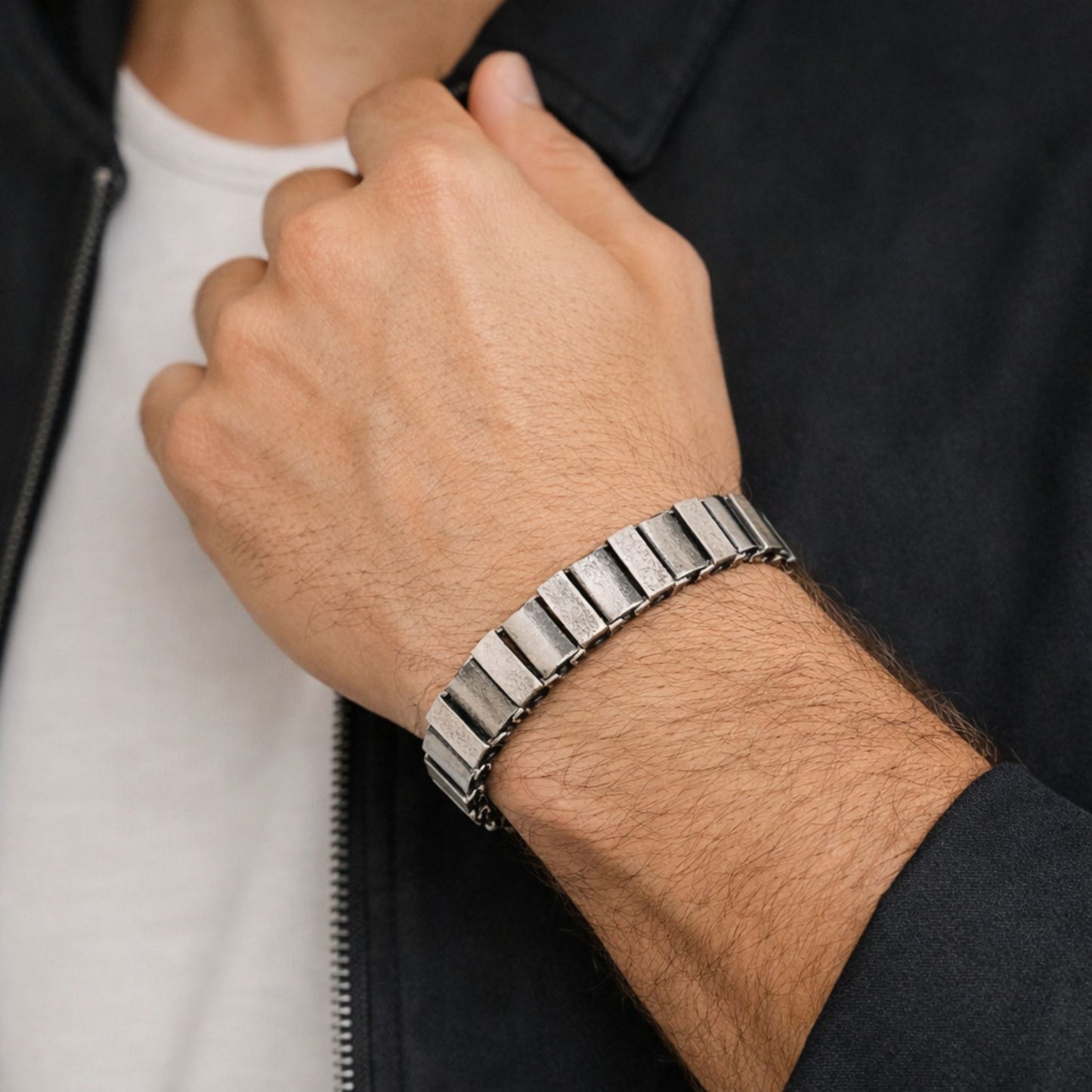 Pulsera Brazalete Zamak Placas Geométricas 25mm | Unisex