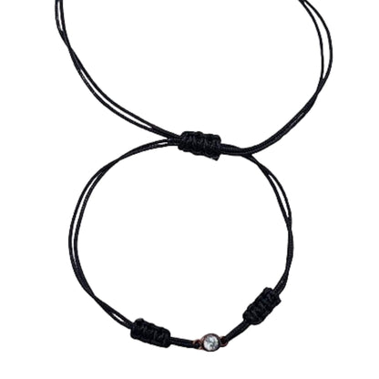 Pulsera Hilo Negro con Circonita – Unisex Ajustable Acabado Rosa. Joyeria Osnor