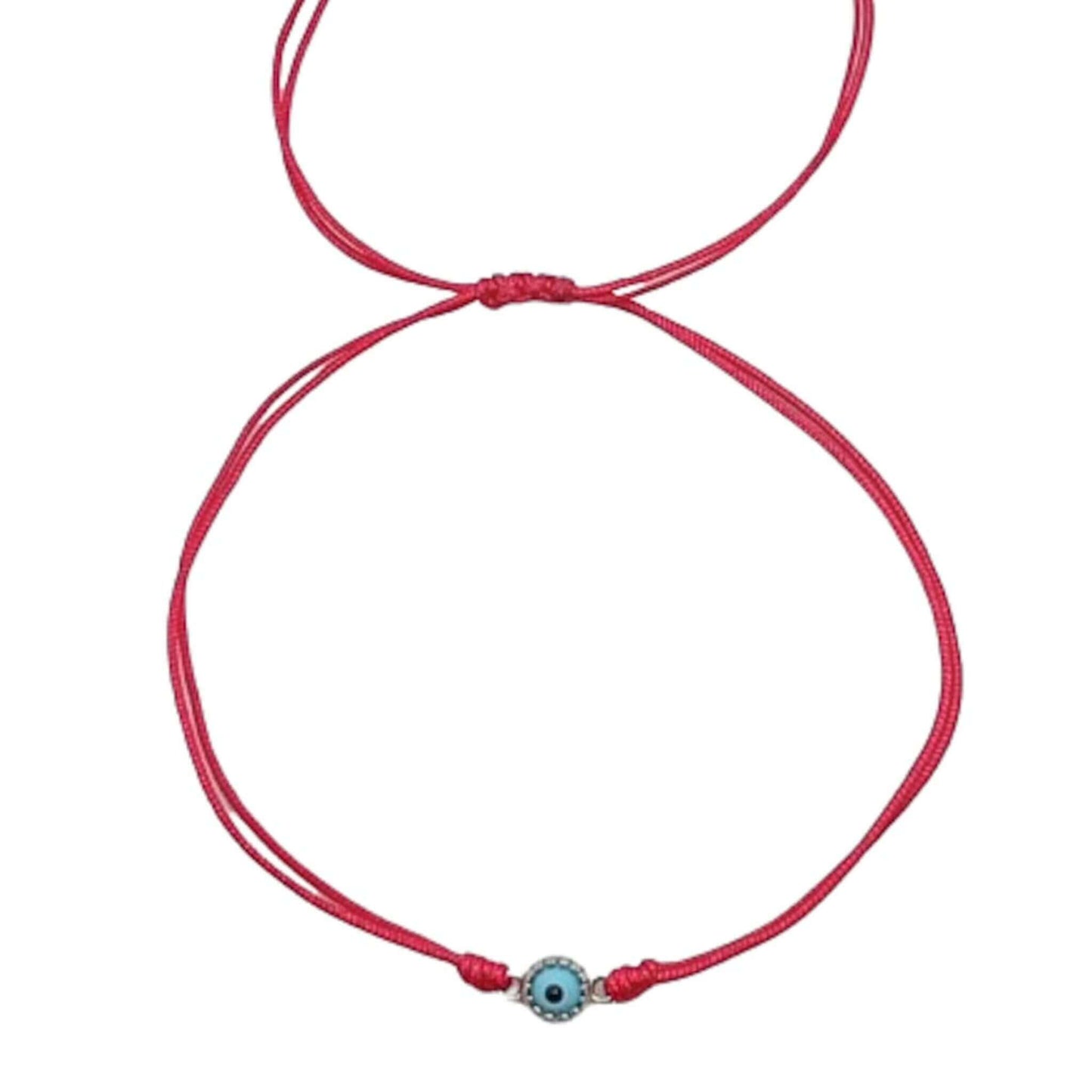 Pulsera de Hilo Rojo Ajustable con Ojo Turco de Plata – Unisex. Joyeria Osnor