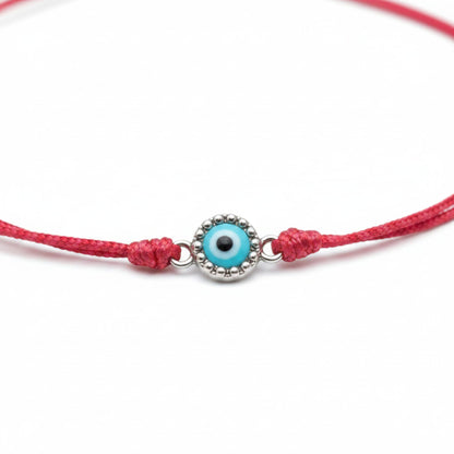 Pulsera de Hilo Rojo Ajustable con Ojo Turco de Plata – Unisex. Joyeria Osnor