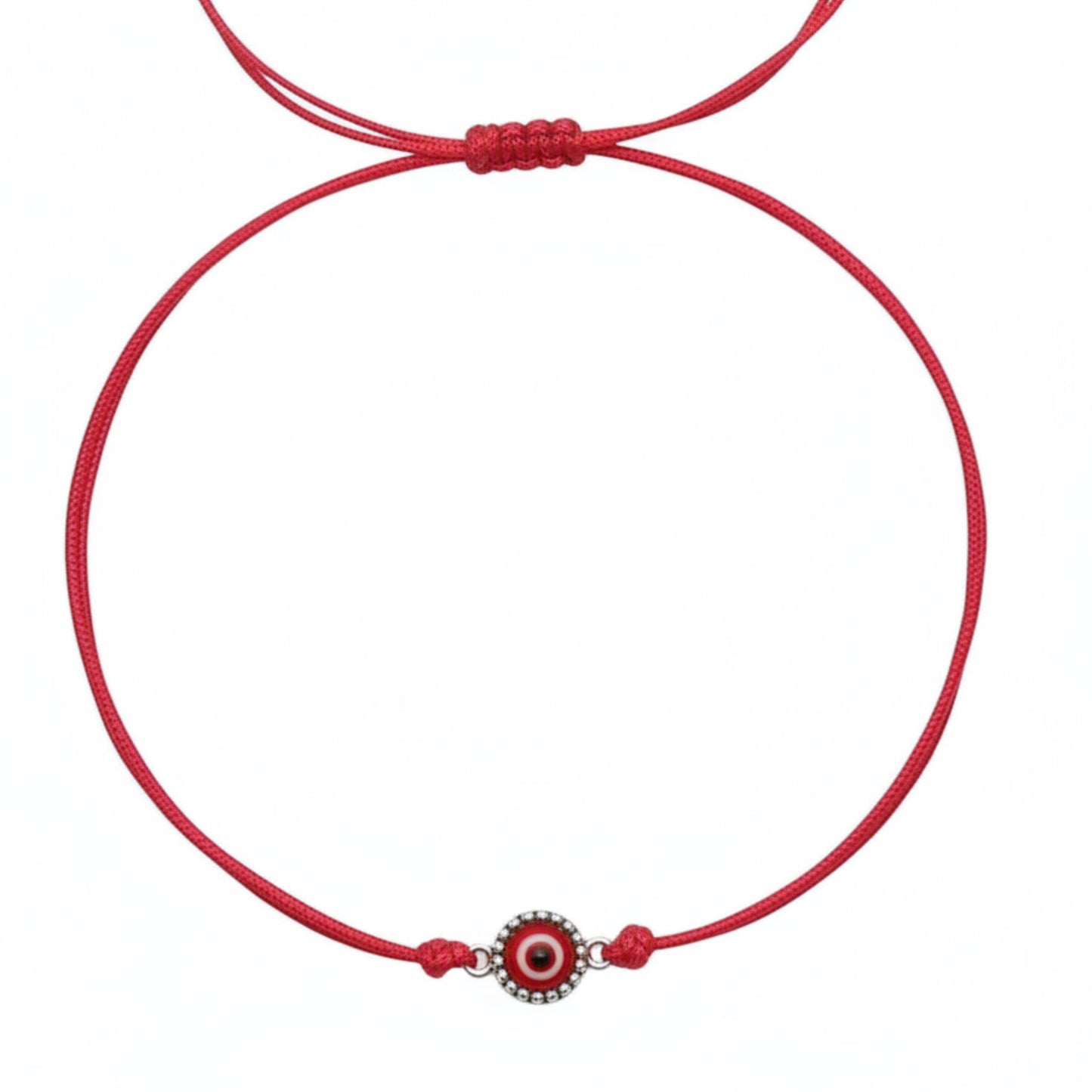 Pulsera de Hilo Rojo Ajustable con Ojo Turco Rojo de Plata – Unisex -Joyeria Osnor