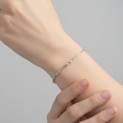 Pulsera Plata Cadena Veneciana con Bolas · Acabado Rodio Brillante. Joyeria Osnor
