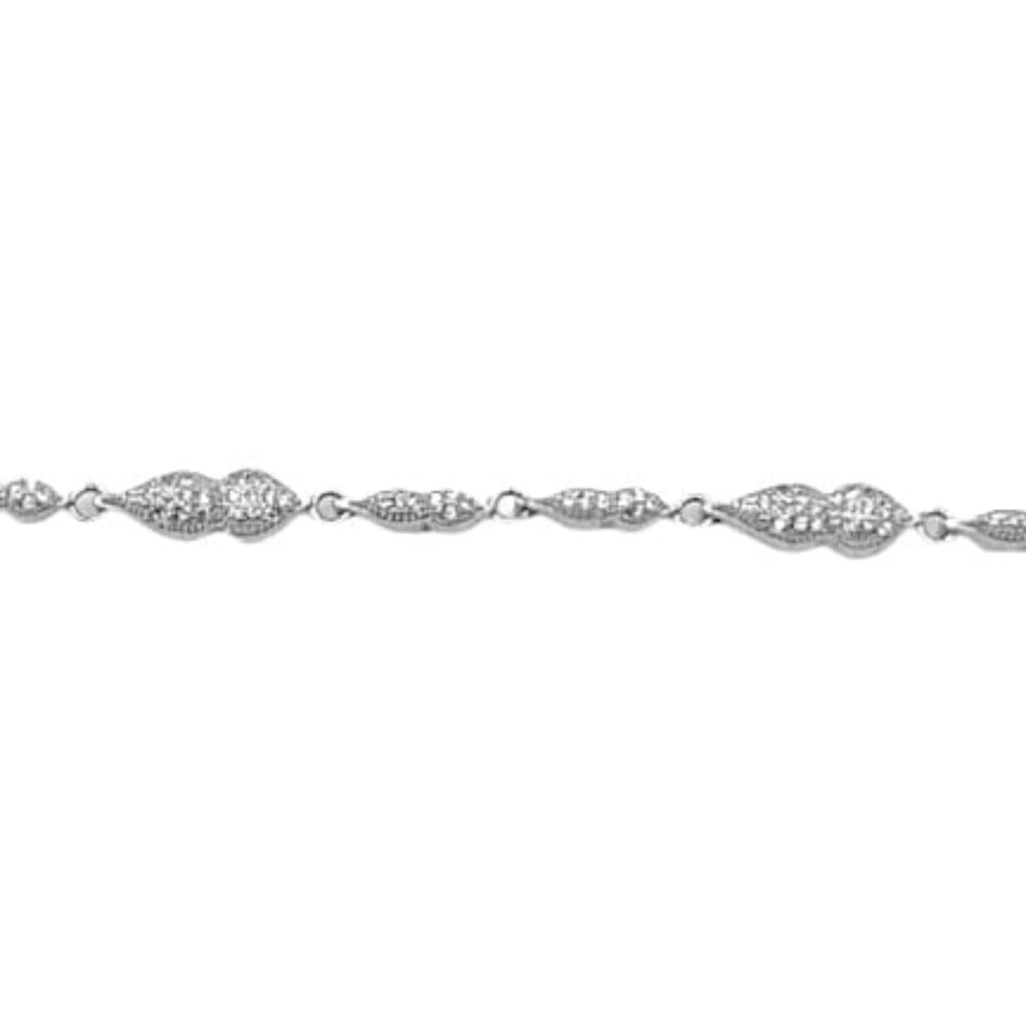 Pulsera Plata Eslabones con Circonitas Blancas  Acabado Rodio Joyeria Osnor