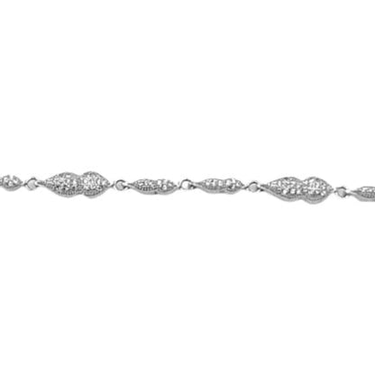 Pulsera Plata Eslabones con Circonitas Blancas  Acabado Rodio Joyeria Osnor