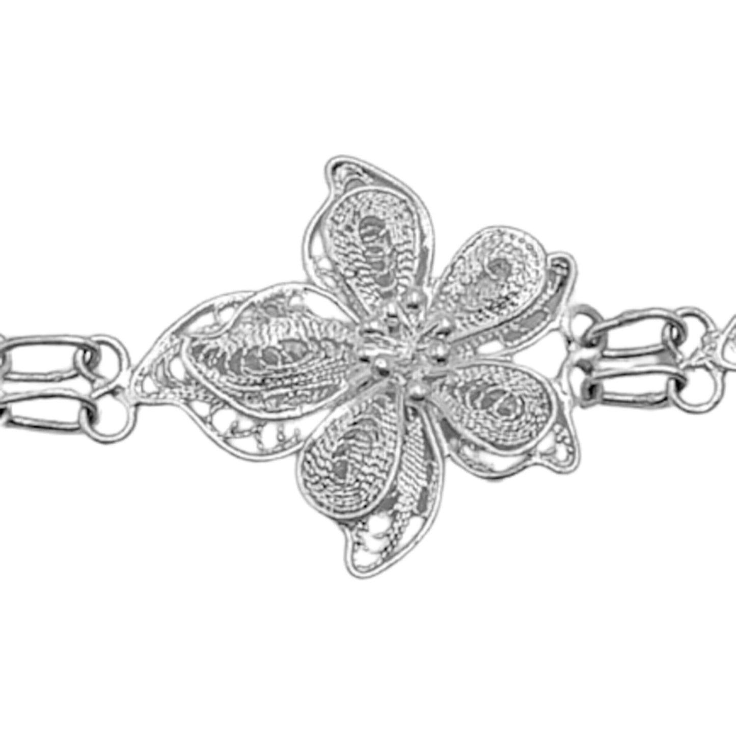 Pulsera Flor Plata Filigrana Labrada en Relieve. Joyeria Osnor