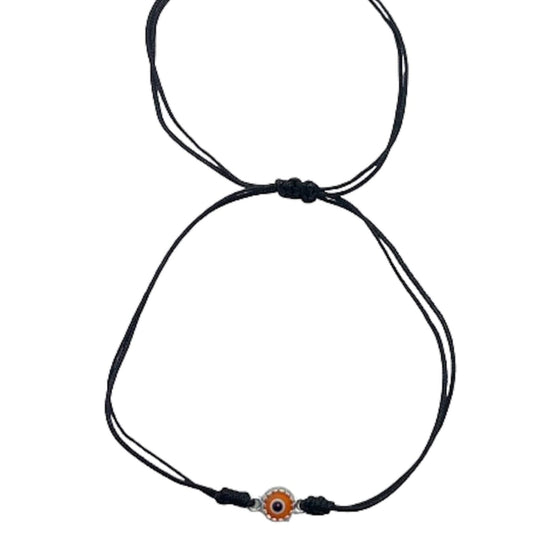 Pulsera Ojo Naranja con Hilo Negro Plata de Ley
