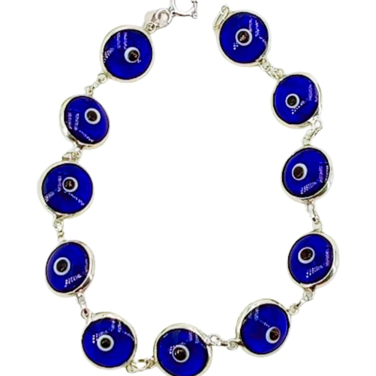 Pulsera de Plata con Ojos Turcos Azules — Amuleto de Protección. Joyeria Osnor