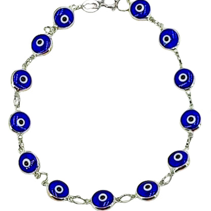 Pulsera de Plata con Ojo Turco Azul Oscuro — Protección y Elegancia. Joyeria Osnor