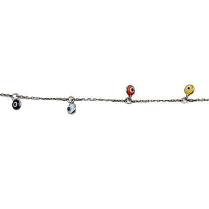 Pulsera Infantil Plata Ojos Turcos Multicolor Colgantes. Joyeria Osnor