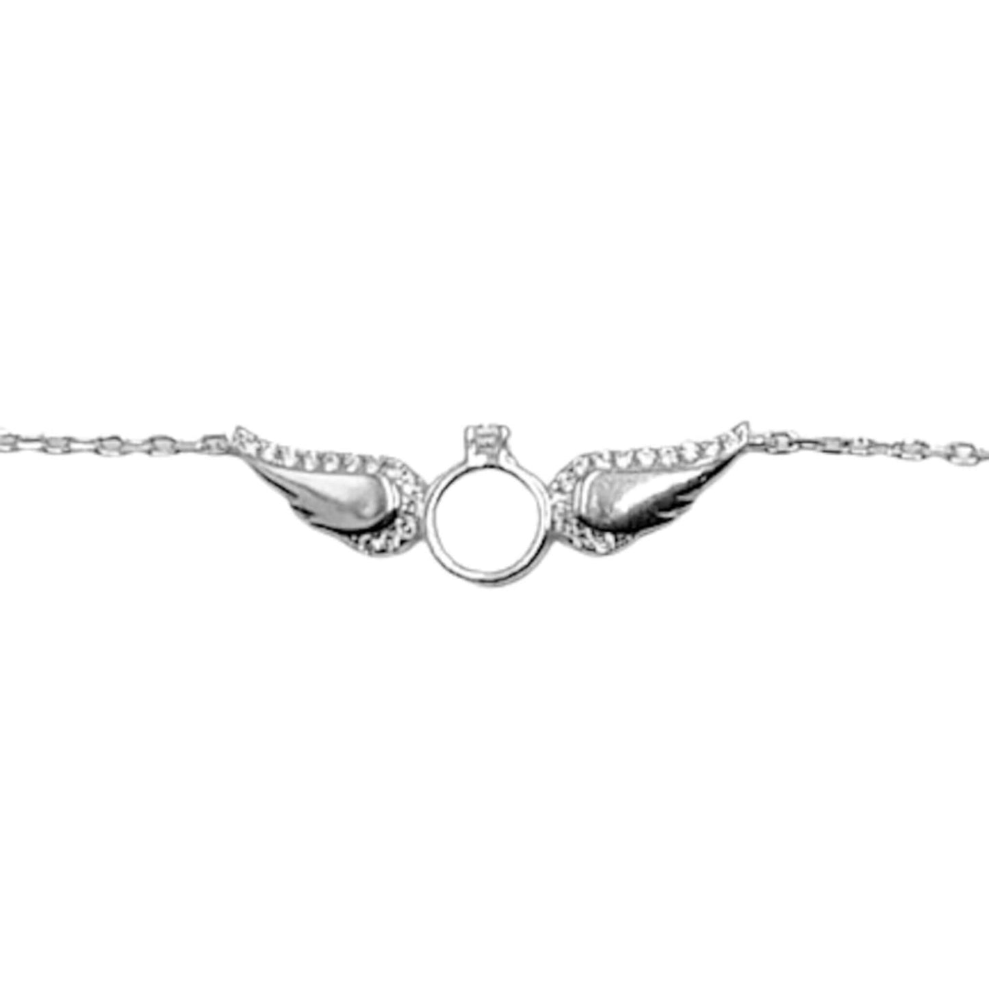 Pulsera Plata Alas de Ángel con Solitario de Circonitas Acabado Rodio. Joyeria Osnor