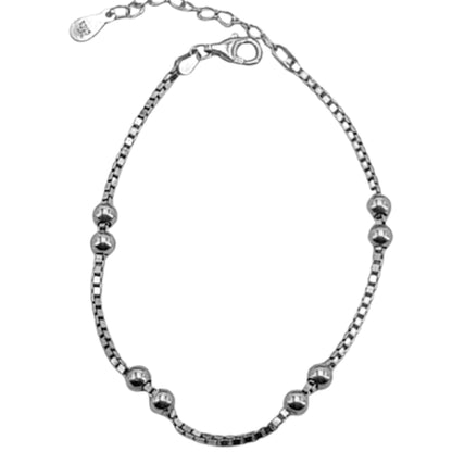 Pulsera Plata Cadena Veneciana con Bolas · Acabado Rodio Brillante. Joyeria Osnor