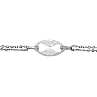 Pulsera Doble Cadena Plata con Cerámica Blanca Acabado Rodio. Joyeria Osnor