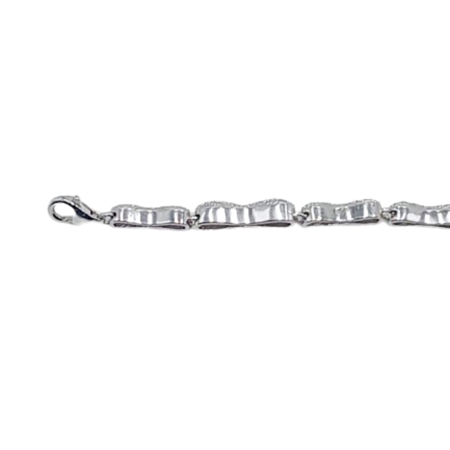 Pulsera Eslabones Ovalados con Circonitas Plata Baño Rodio Joyeria Osnor