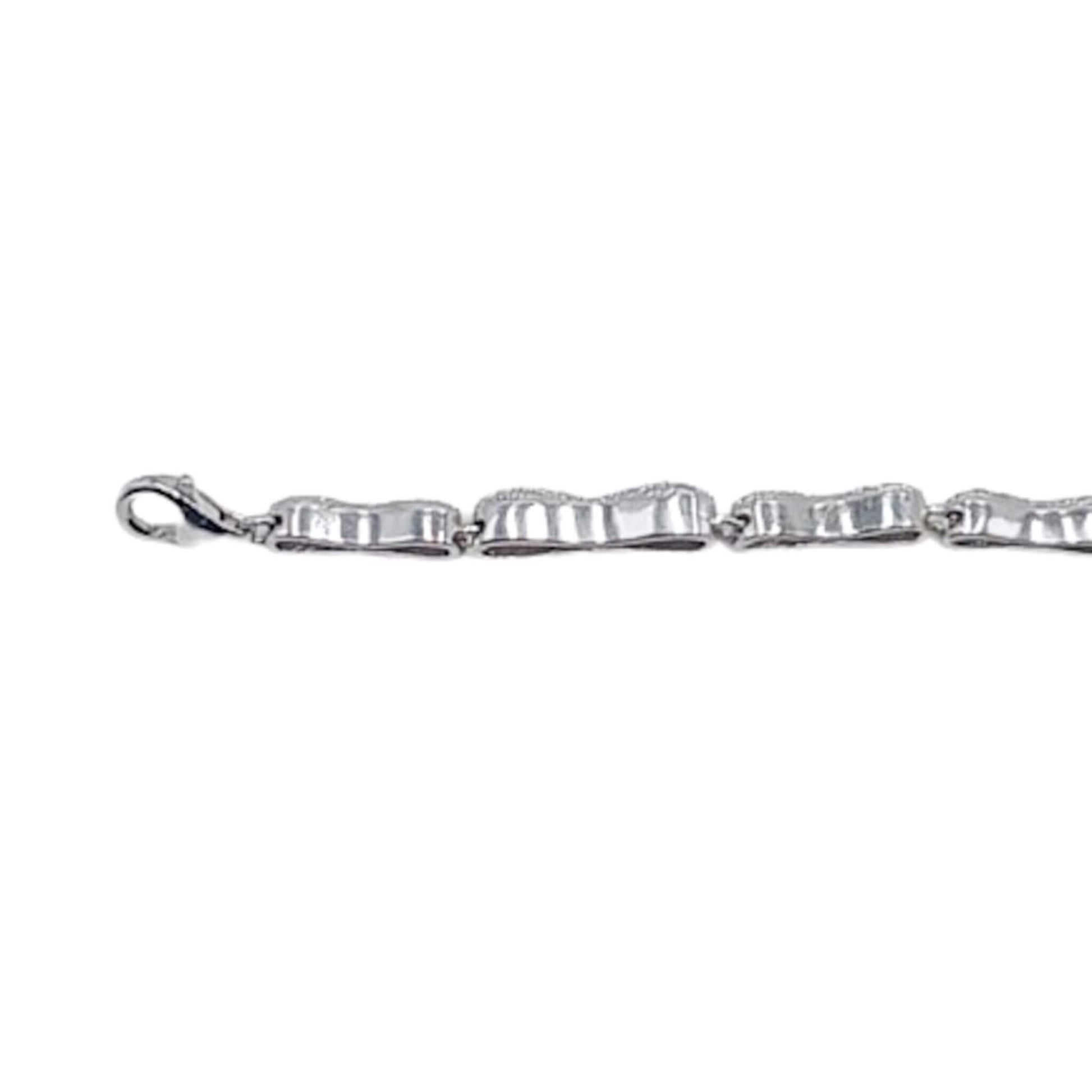 Pulsera Eslabones Ovalados con Circonitas Plata Baño Rodio Joyeria Osnor