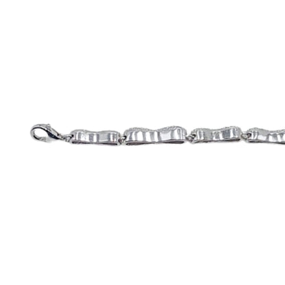 Pulsera Eslabones Ovalados con Circonitas Plata Baño Rodio Joyeria Osnor