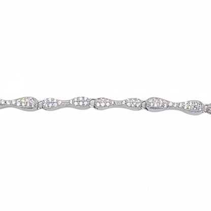 Pulsera Eslabones Ovalados con Circonitas Plata Baño Rodio Joyeria Osnor