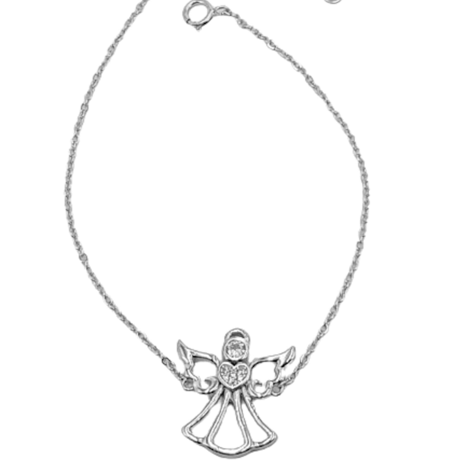 Pulsera Ángel con Circonitas Plata con Baño de Rodio. Joyeria Osnor