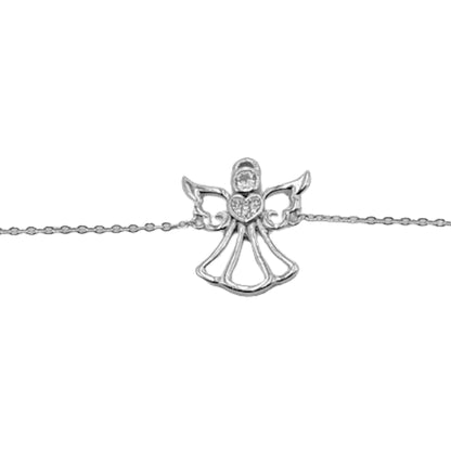 Pulsera Ángel con Circonitas Plata con Baño de Rodio. Joyeria Osnor