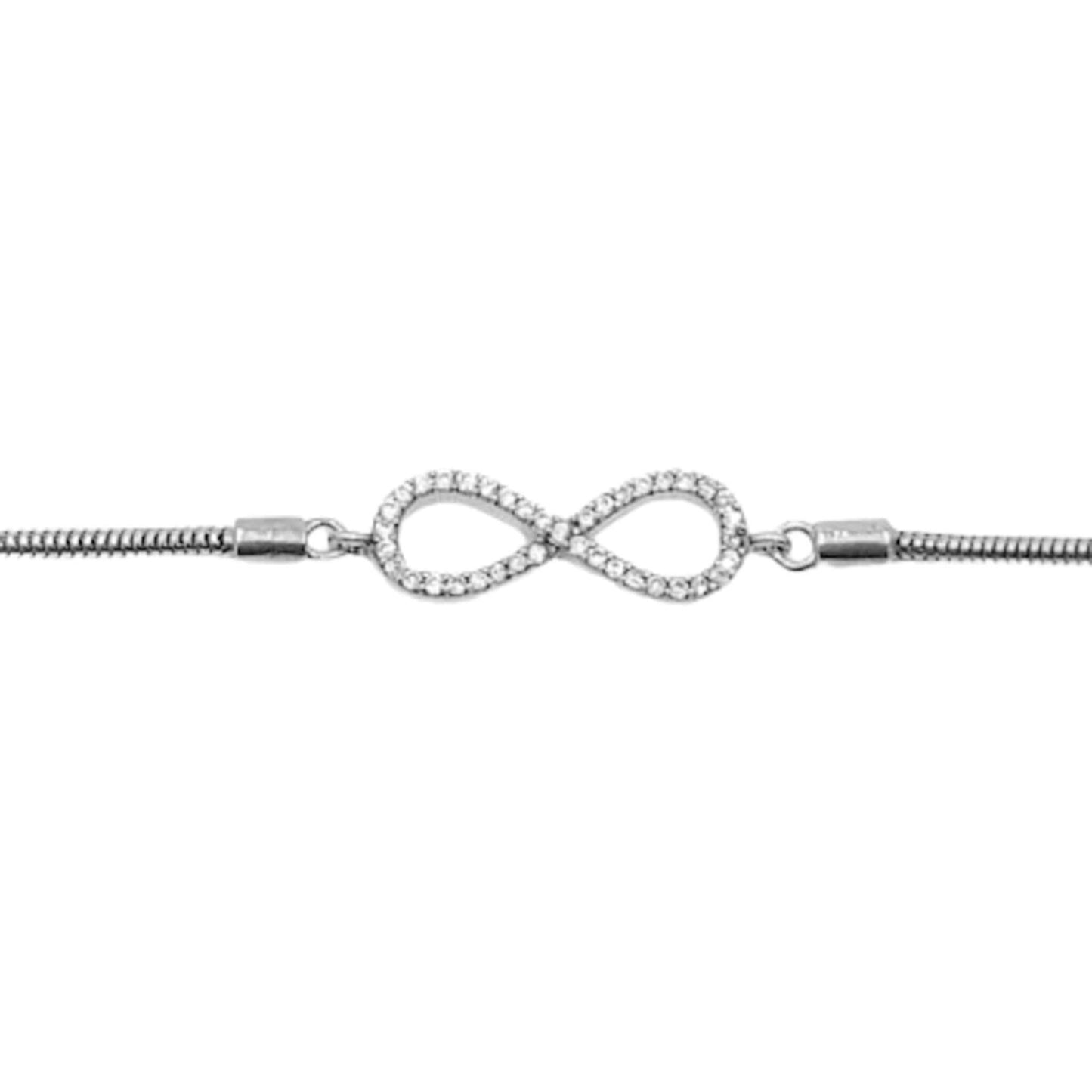 Pulsera Infinito Plata Acabado Rodio con Circonitas. Joyeria Osnor