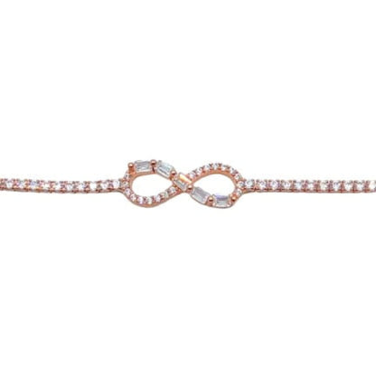 Pulsera Infinito con Circonitas Plata con Baño Oro Rosa. Joyeria Osnor