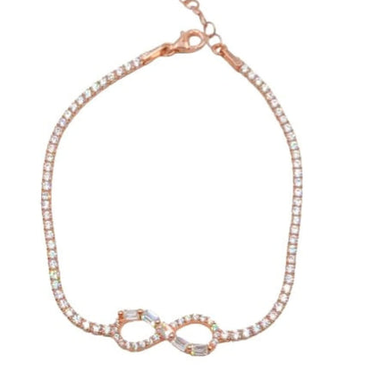 Pulsera Infinito con Circonitas Plata con Baño Oro Rosa. Joyeria Osnor