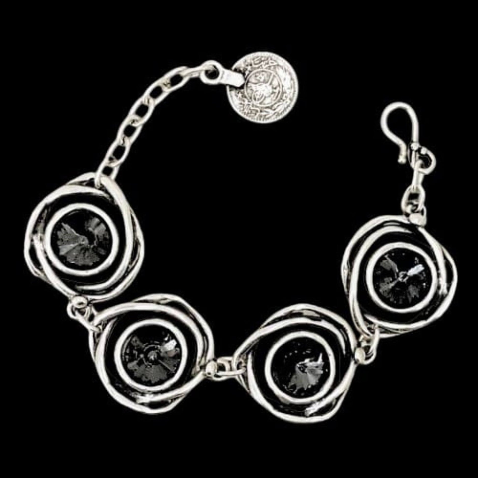Pulsera Zamak con Circonitas Negras - Diseño Espiral Hipoalergénica- Joyeria-Osnor