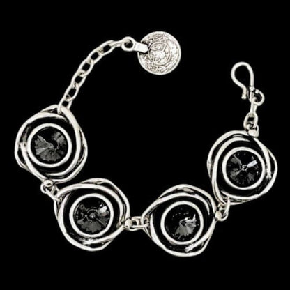 Pulsera Zamak con Circonitas Negras - Diseño Espiral Hipoalergénica- Joyeria-Osnor