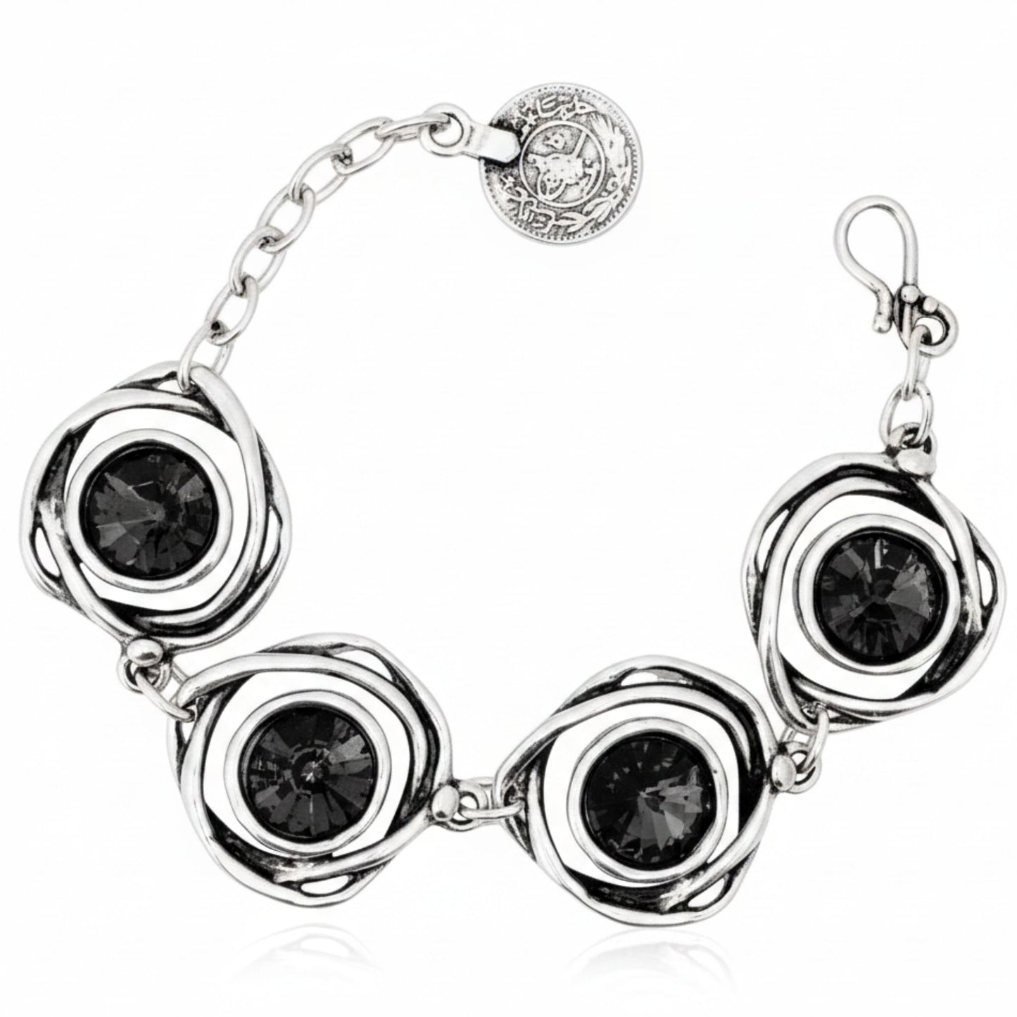 Pulsera Zamak con Circonitas Negras - Diseño Espiral Hipoalergénica- Joyeria-Osnor