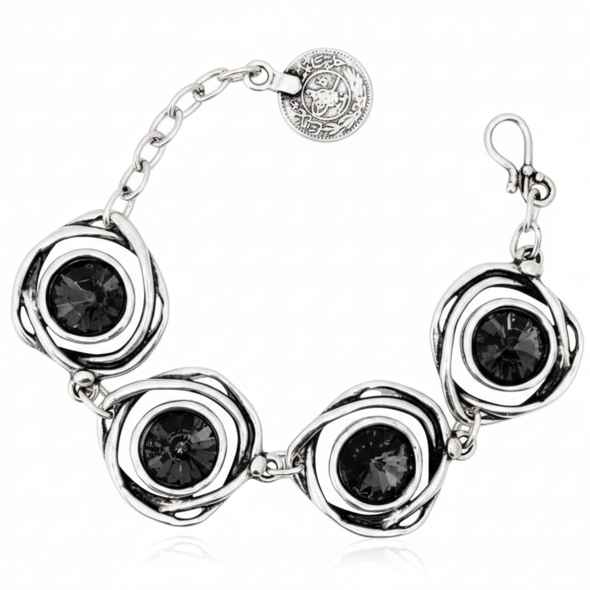 Pulsera Zamak con Circonitas Negras - Diseño Espiral Hipoalergénica- Joyeria-Osnor