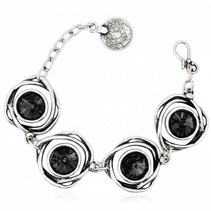 Pulsera Zamak con Circonitas Negras - Diseño Espiral Hipoalergénica- Joyeria-Osnor