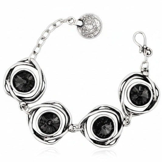 Pulsera Zamak con Circonitas Negras - Diseño Espiral Hipoalergénica- Joyeria-Osnor