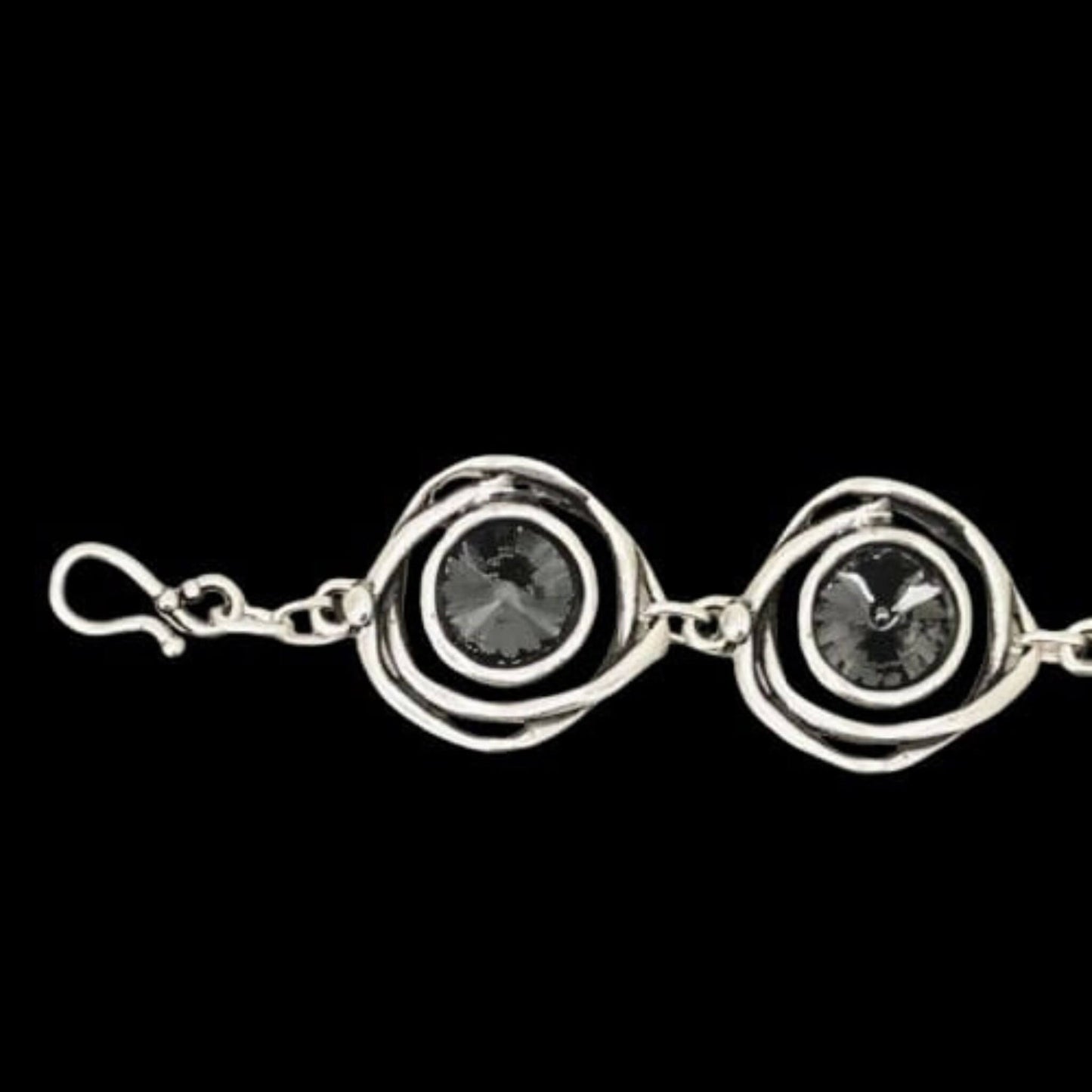 Pulsera Zamak con Circonitas Negras - Diseño Espiral Hipoalergénica- Joyeria-Osnor
