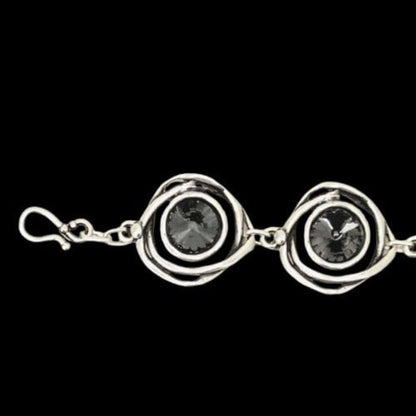 Pulsera Zamak con Circonitas Negras - Diseño Espiral Hipoalergénica- Joyeria-Osnor