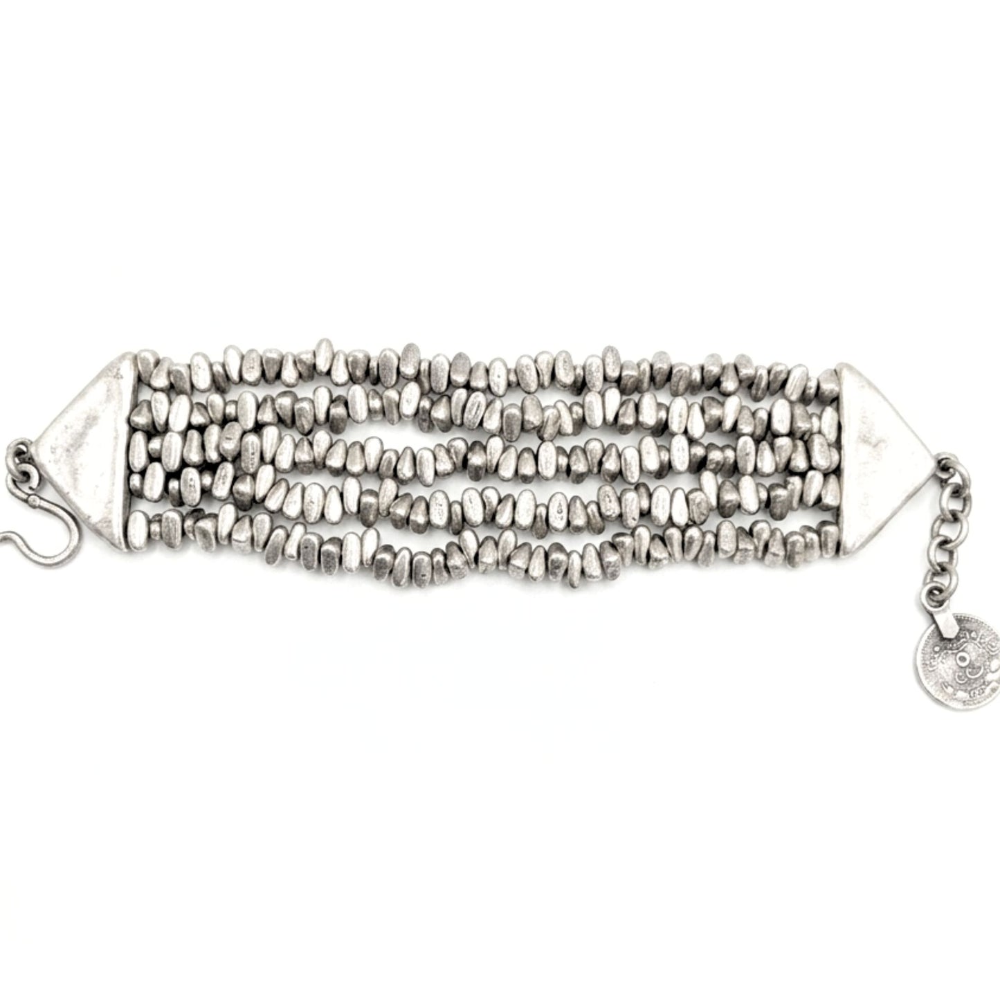 Pulsera Brazalete Zamak aleación ajustable diseño joyería osnor moda moderno elegante boda fiesta glamour lujo mujer exclusivo plateado cierre gancho hipoalergénico 