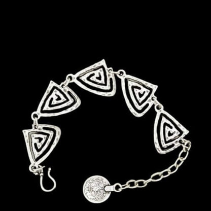 Pulsera Zamak triángulos espirales concéntricas extensible hipoalergénica Joyería Osnor Zamak