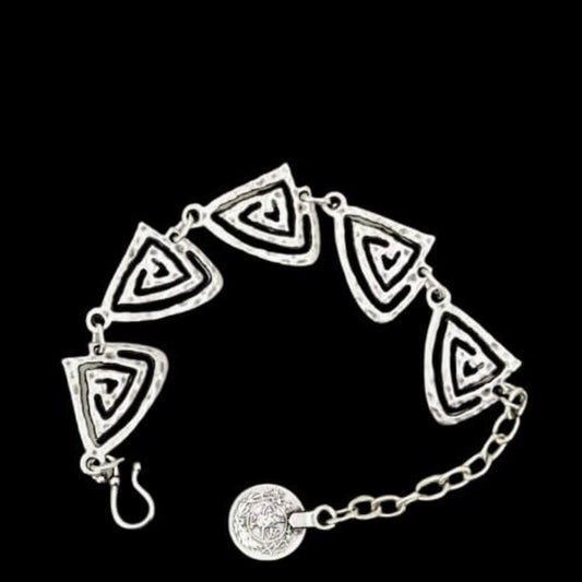 Pulsera Zamak triángulos espirales concéntricas extensible hipoalergénica Joyería Osnor Zamak