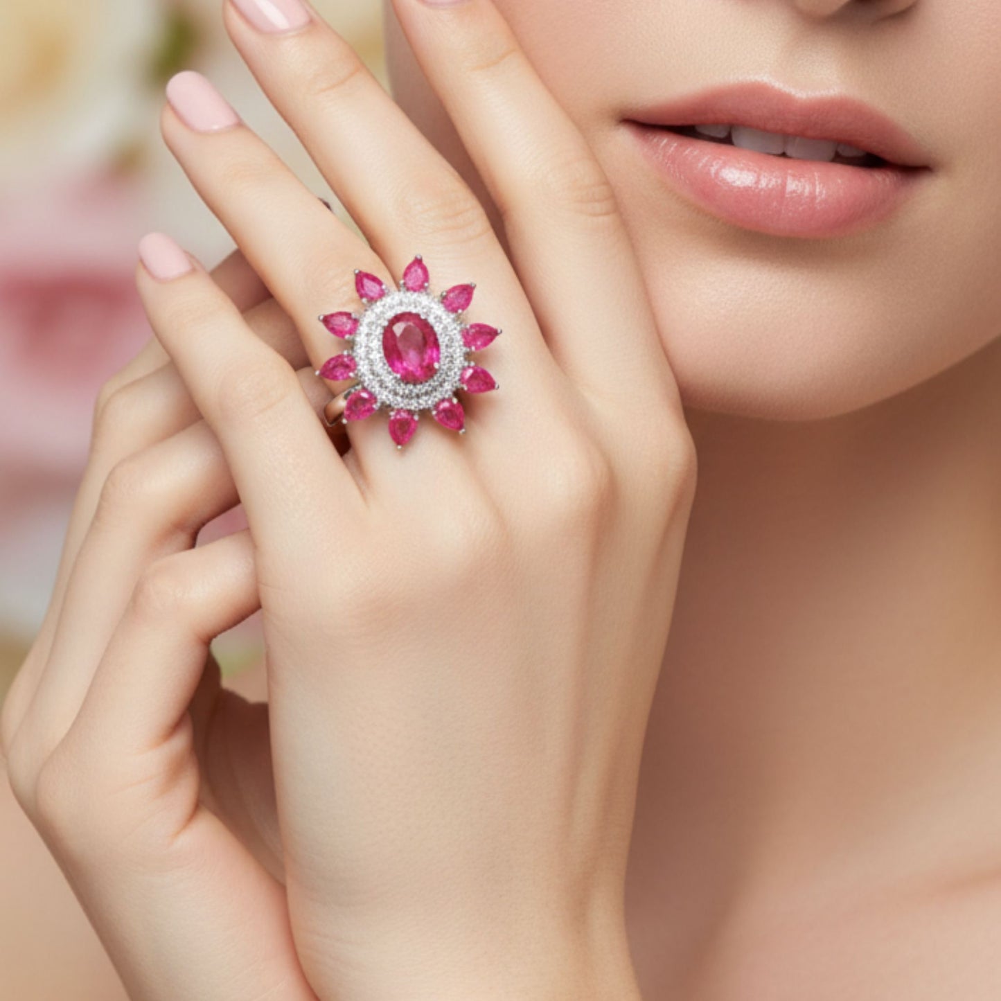 ANILLO PLATA ACABADO RODIO Y CIRCONITAS