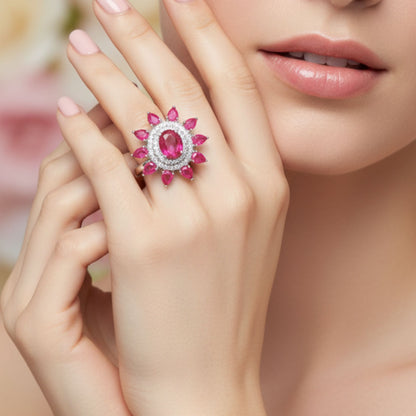 ANILLO PLATA ACABADO RODIO Y CIRCONITAS