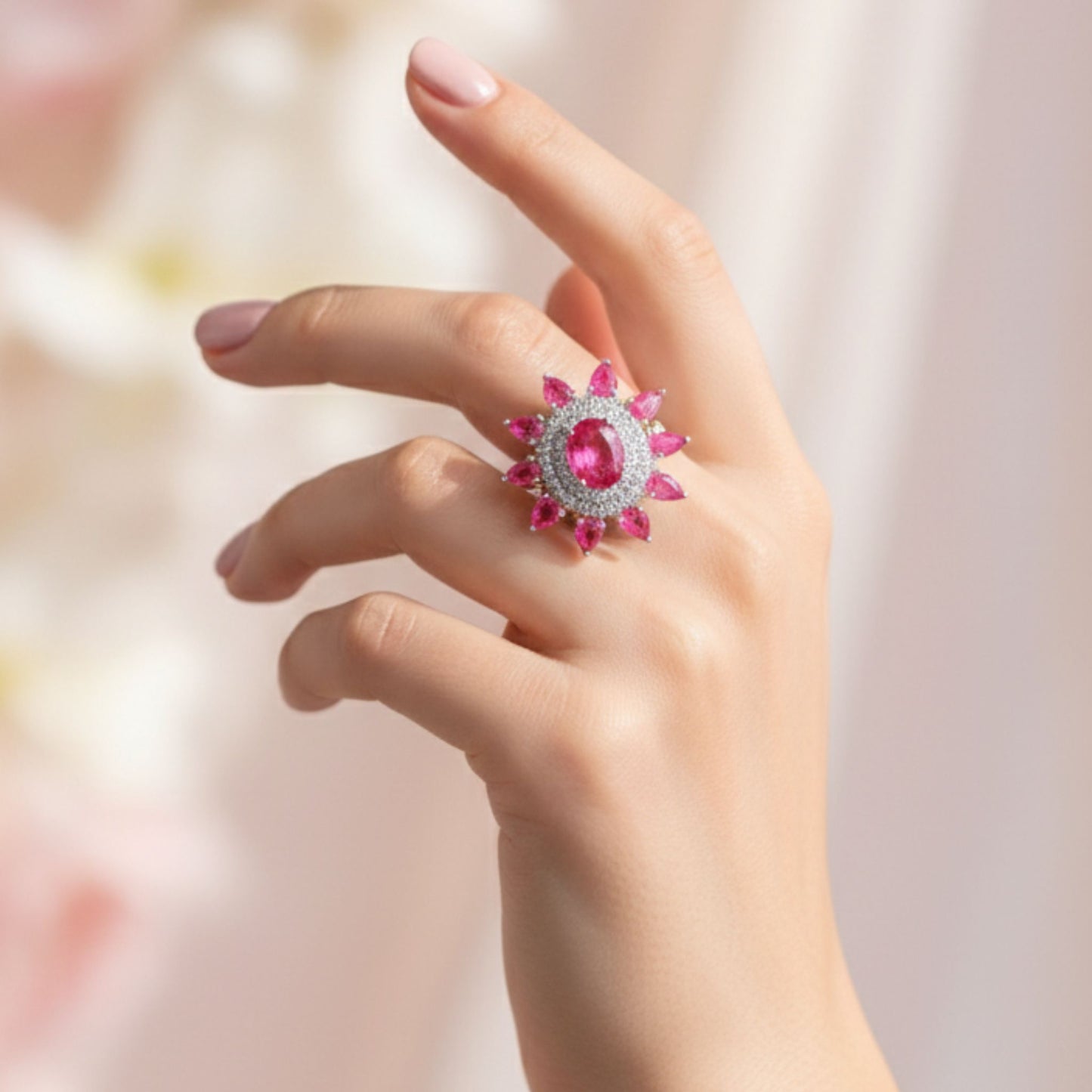 ANILLO PLATA ACABADO RODIO Y CIRCONITAS