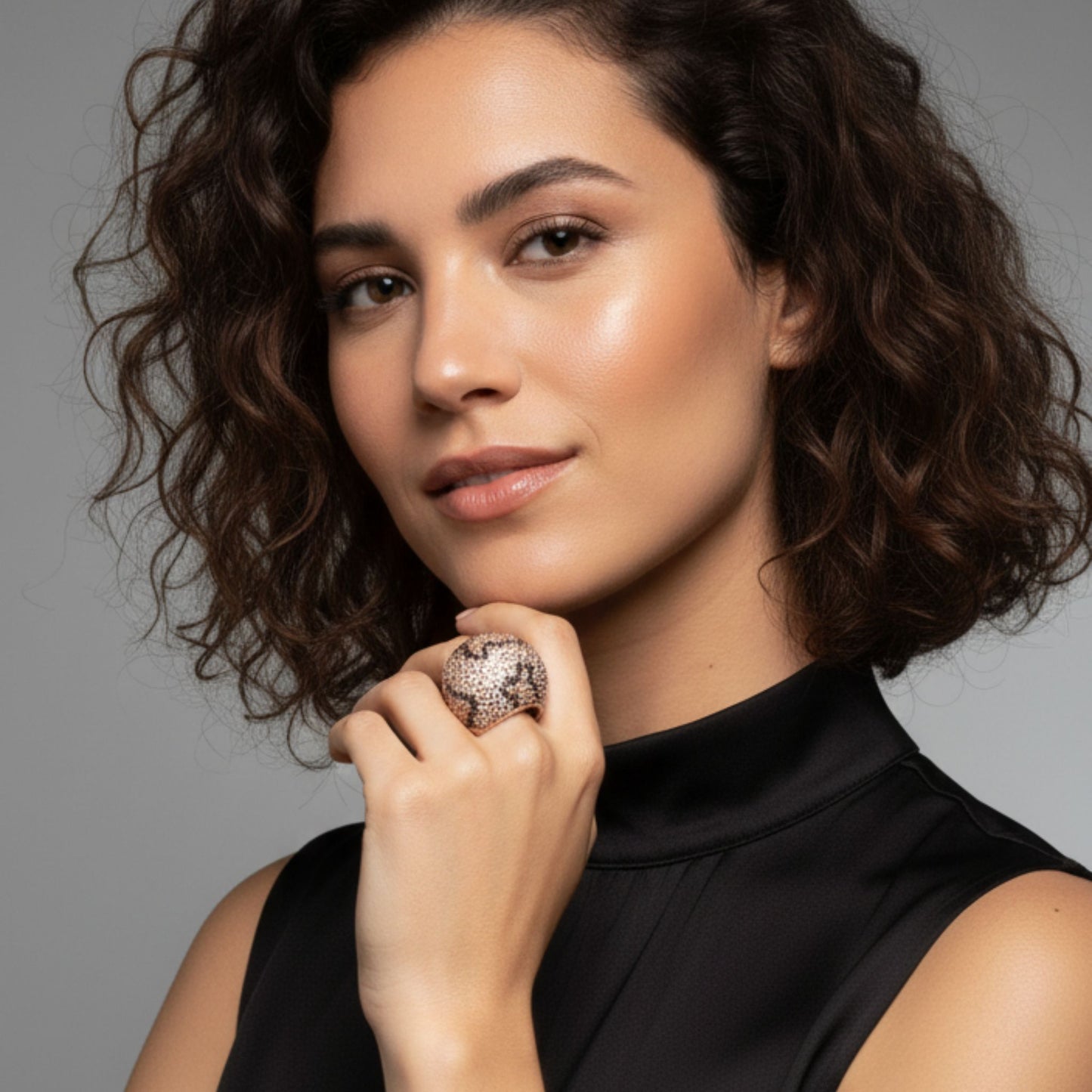 ANILLO PLATA ACABADO EN ROSA Y CIRCONITAS