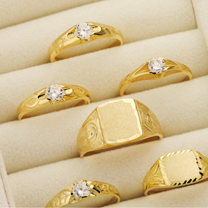 18K SOLITARIO ORO AMARILLO CADETE MACIZO BRILLO CIRCONITA 4.5 MM ANCHO 5.5 MM