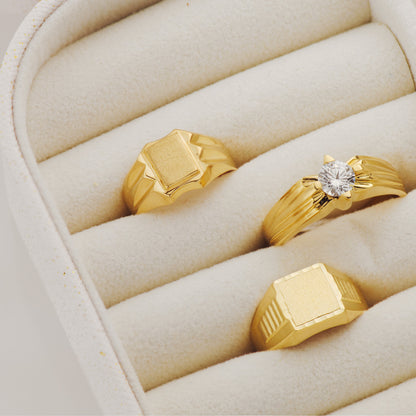 18K SELLO ORO AMARILLO HUECO CADETE. ZONA GRABADO: 7,5 X 5,5MM