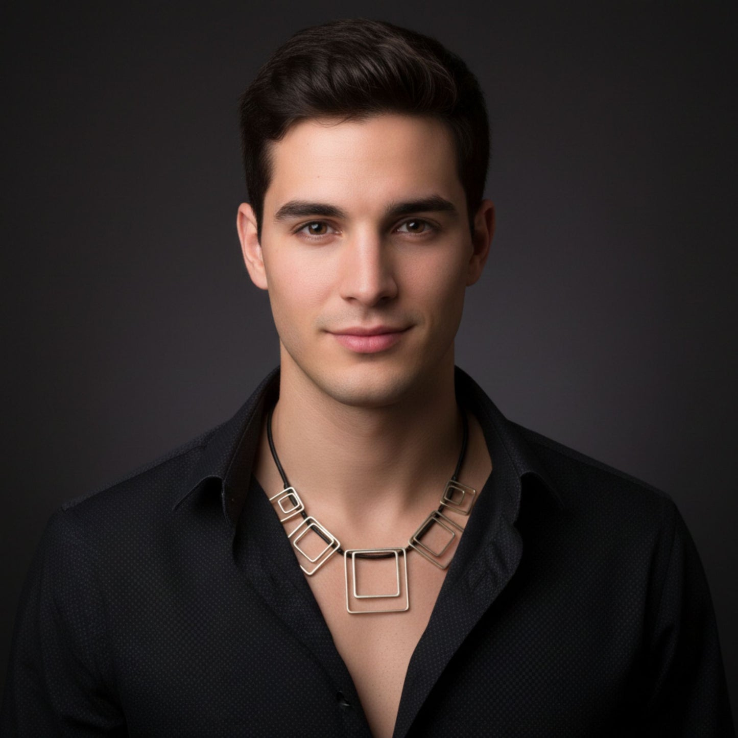Collar Geométrico Zamak Plateado Unisex – Joyería Osnor